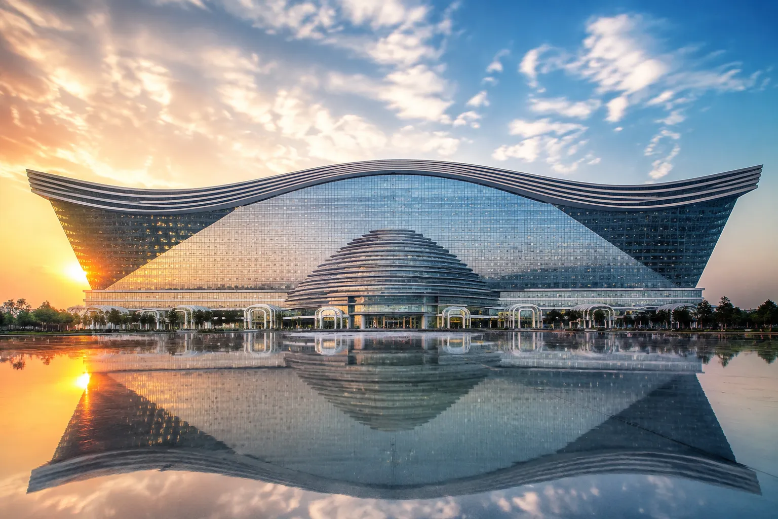 New Century Global Center exterior — the world's largest building by floor area in Chengdu